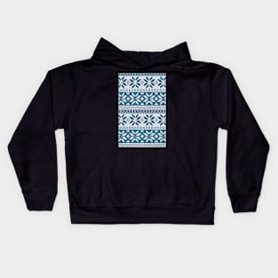 Blue Crochet Pattern Kids Hoodie